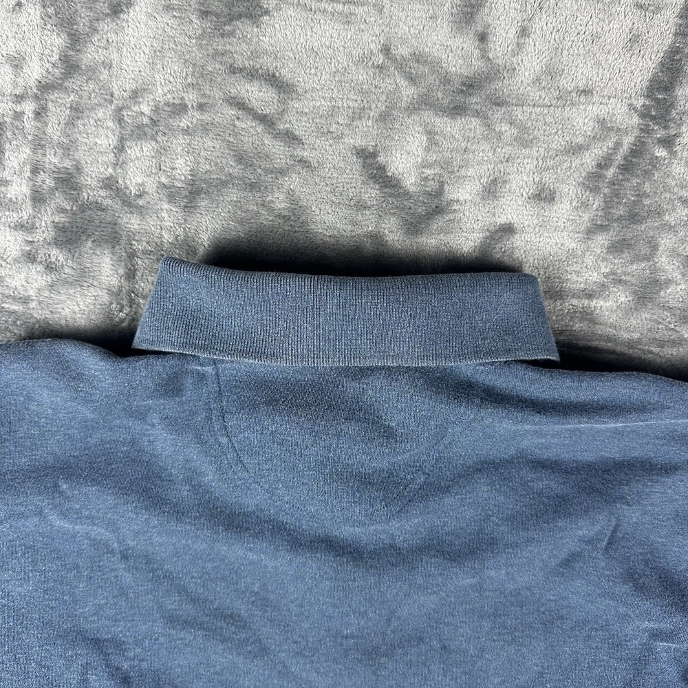 St John's Bay Sueded Polo Shirt Men's Medium Blue Long Sleeve Casual Soft Suede - Picture 11 of 15